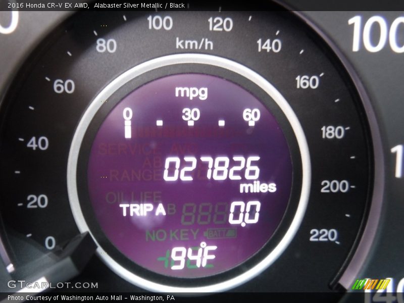 Alabaster Silver Metallic / Black 2016 Honda CR-V EX AWD