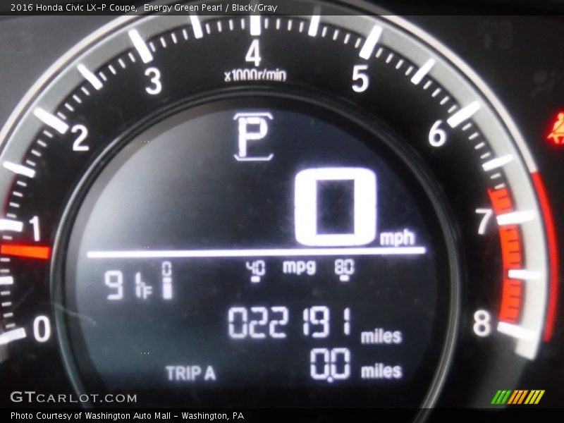 Energy Green Pearl / Black/Gray 2016 Honda Civic LX-P Coupe