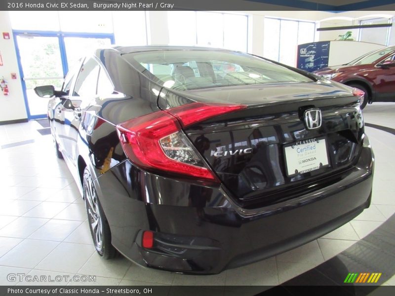 Burgundy Night Pearl / Gray 2016 Honda Civic EX Sedan