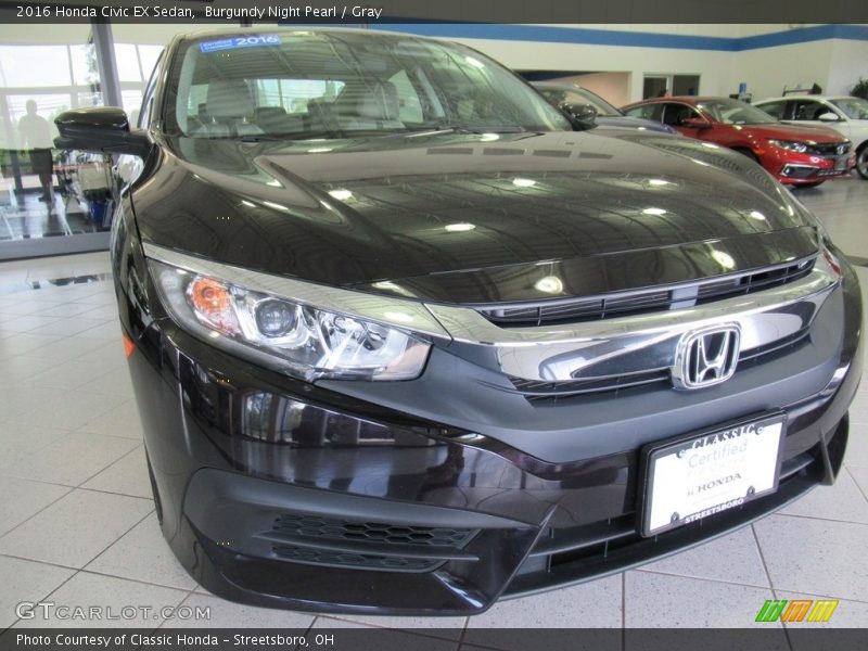 Burgundy Night Pearl / Gray 2016 Honda Civic EX Sedan