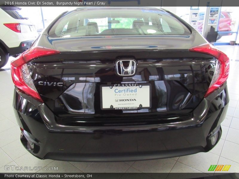 Burgundy Night Pearl / Gray 2016 Honda Civic EX Sedan