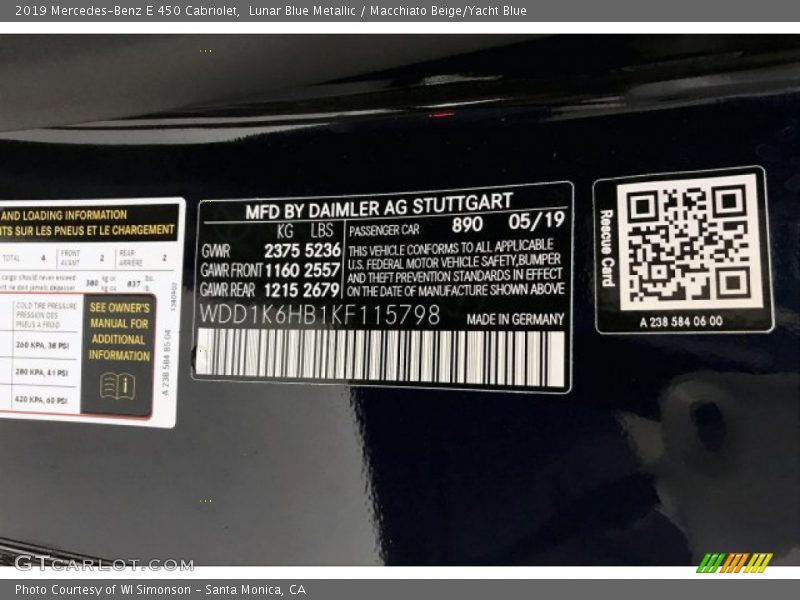 Lunar Blue Metallic / Macchiato Beige/Yacht Blue 2019 Mercedes-Benz E 450 Cabriolet