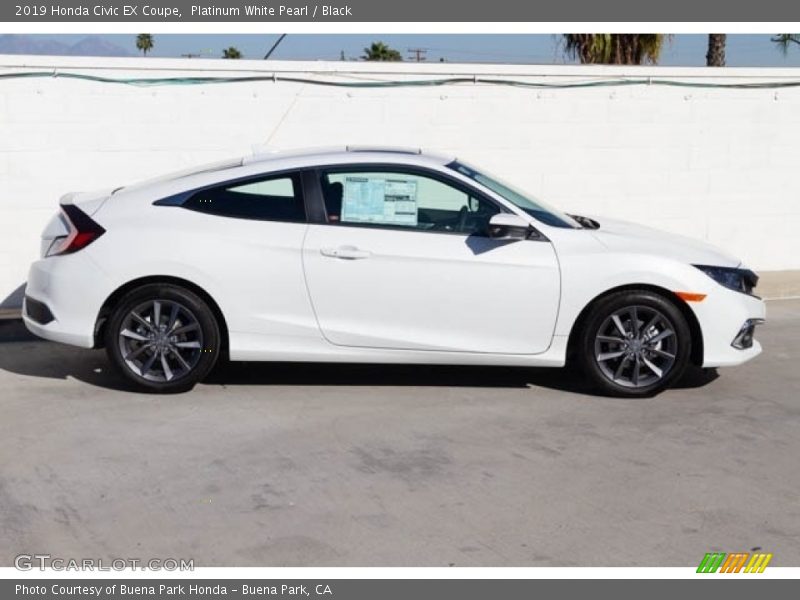 Platinum White Pearl / Black 2019 Honda Civic EX Coupe