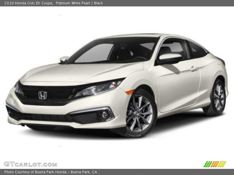 Platinum White Pearl / Black 2019 Honda Civic EX Coupe