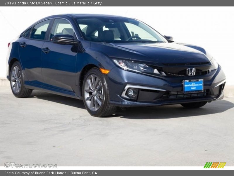 Cosmic Blue Metallic / Gray 2019 Honda Civic EX Sedan