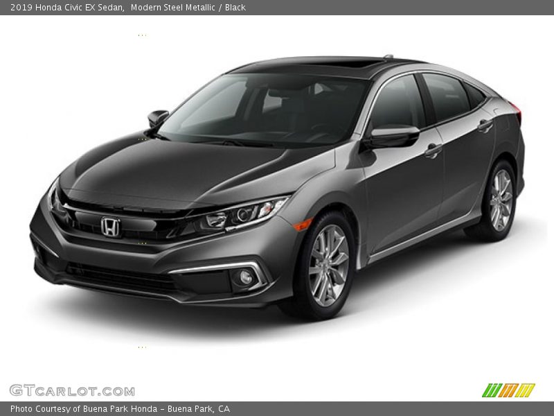 Modern Steel Metallic / Black 2019 Honda Civic EX Sedan