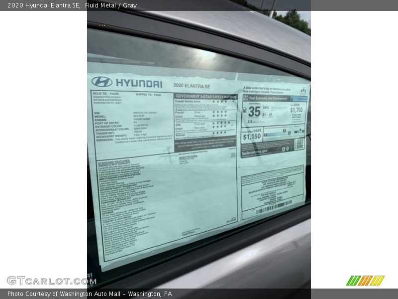 Fluid Metal / Gray 2020 Hyundai Elantra SE