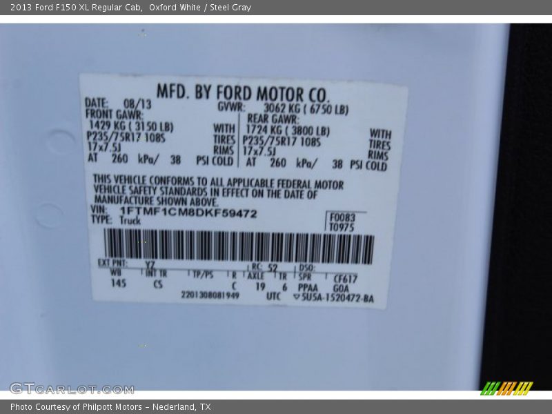 Oxford White / Steel Gray 2013 Ford F150 XL Regular Cab