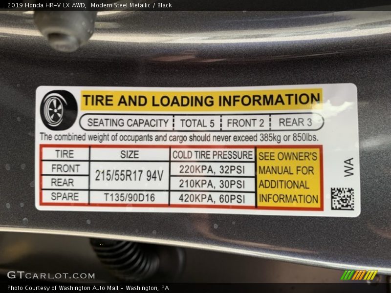 Modern Steel Metallic / Black 2019 Honda HR-V LX AWD