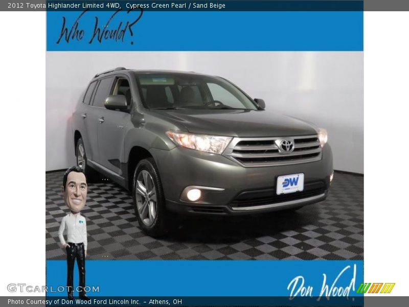 Cypress Green Pearl / Sand Beige 2012 Toyota Highlander Limited 4WD