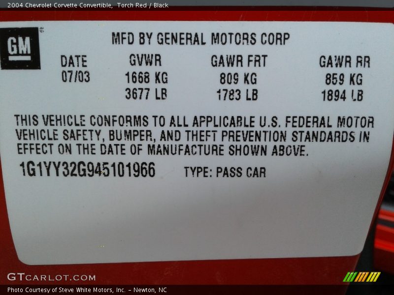 Torch Red / Black 2004 Chevrolet Corvette Convertible
