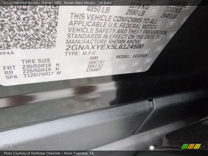 Mosaic Black Metallic / Jet Black 2020 Chevrolet Equinox Premier AWD
