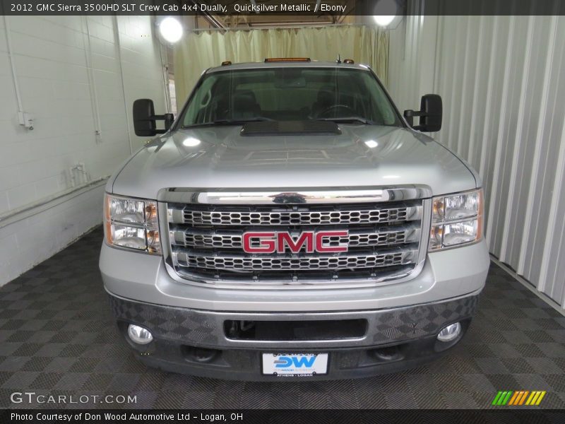Quicksilver Metallic / Ebony 2012 GMC Sierra 3500HD SLT Crew Cab 4x4 Dually