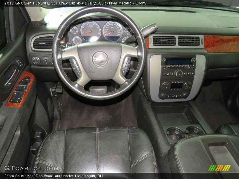 Quicksilver Metallic / Ebony 2012 GMC Sierra 3500HD SLT Crew Cab 4x4 Dually