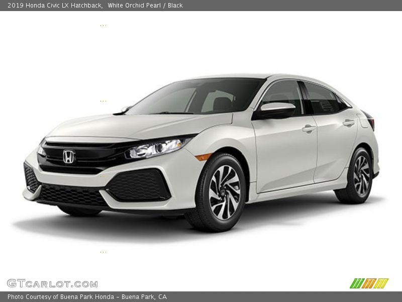 White Orchid Pearl / Black 2019 Honda Civic LX Hatchback