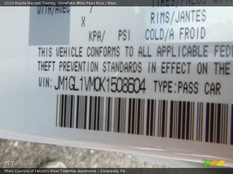 Snowflake White Pearl Mica / Black 2019 Mazda Mazda6 Touring