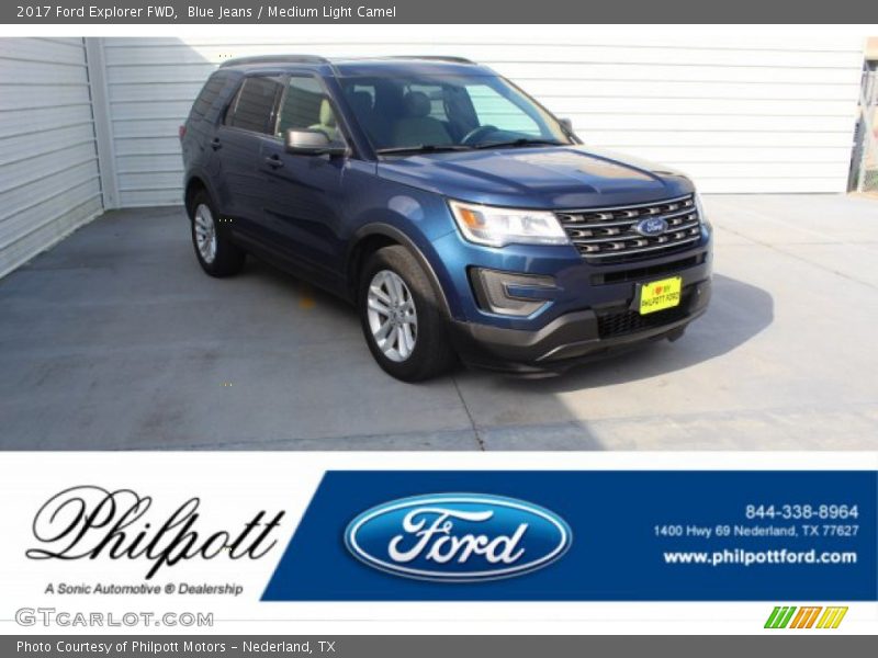 Blue Jeans / Medium Light Camel 2017 Ford Explorer FWD