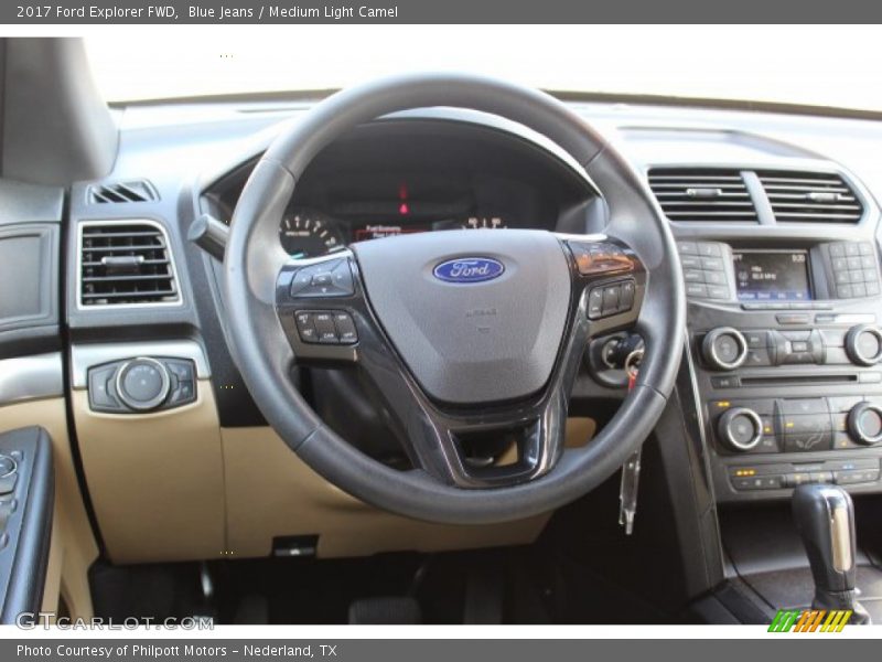 Blue Jeans / Medium Light Camel 2017 Ford Explorer FWD