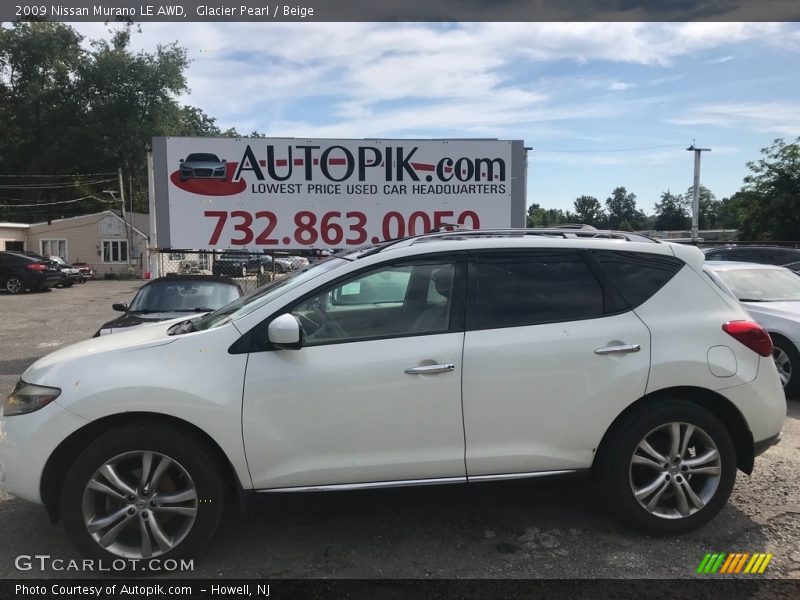 Glacier Pearl / Beige 2009 Nissan Murano LE AWD