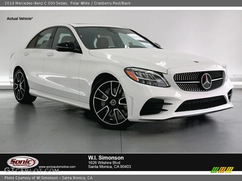 Polar White / Cranberry Red/Black 2019 Mercedes-Benz C 300 Sedan