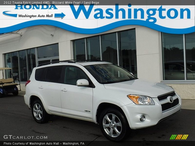 Blizzard White Pearl / Sand Beige 2012 Toyota RAV4 Limited 4WD