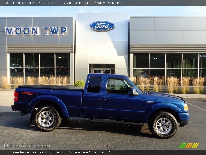 Vista Blue Metallic / Medium Dark Flint 2011 Ford Ranger XLT SuperCab 4x4