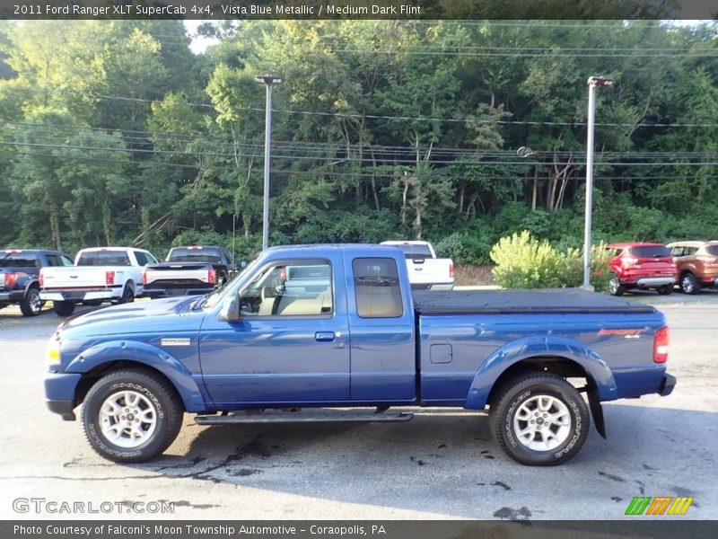 Vista Blue Metallic / Medium Dark Flint 2011 Ford Ranger XLT SuperCab 4x4