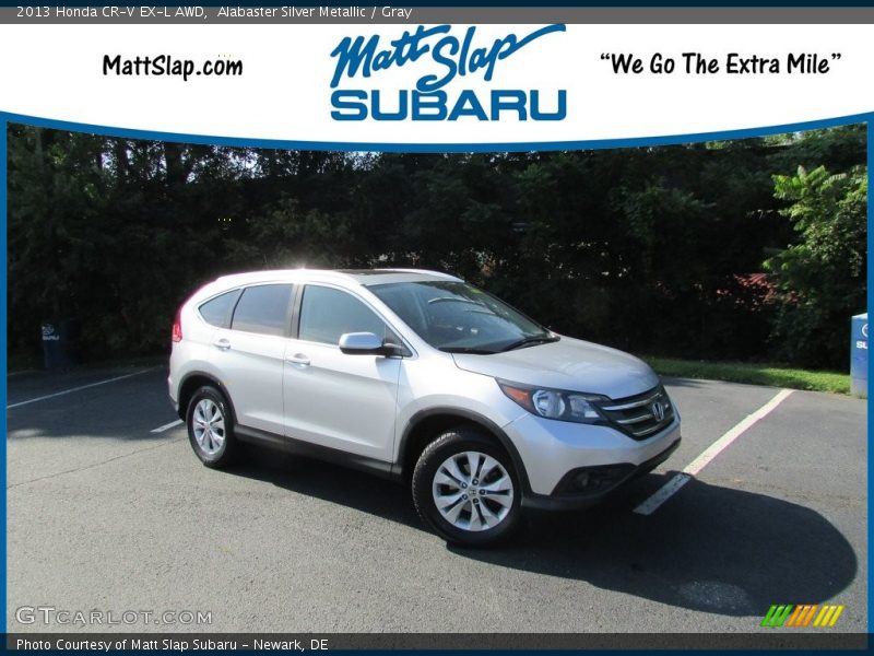 Alabaster Silver Metallic / Gray 2013 Honda CR-V EX-L AWD