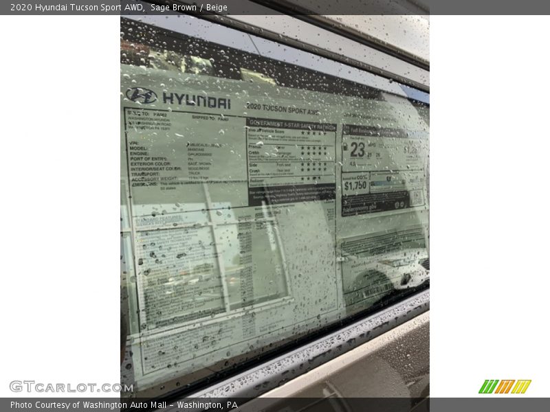  2020 Tucson Sport AWD Window Sticker
