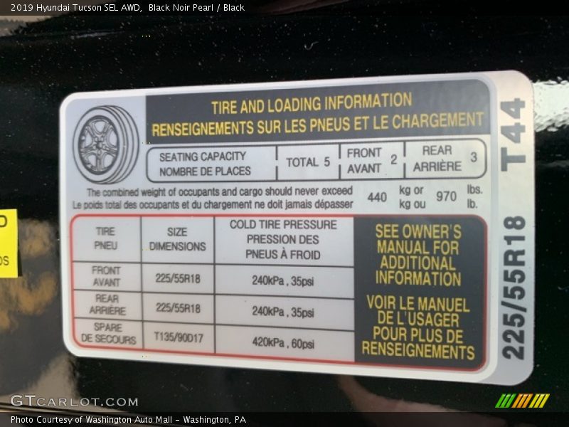 Black Noir Pearl / Black 2019 Hyundai Tucson SEL AWD