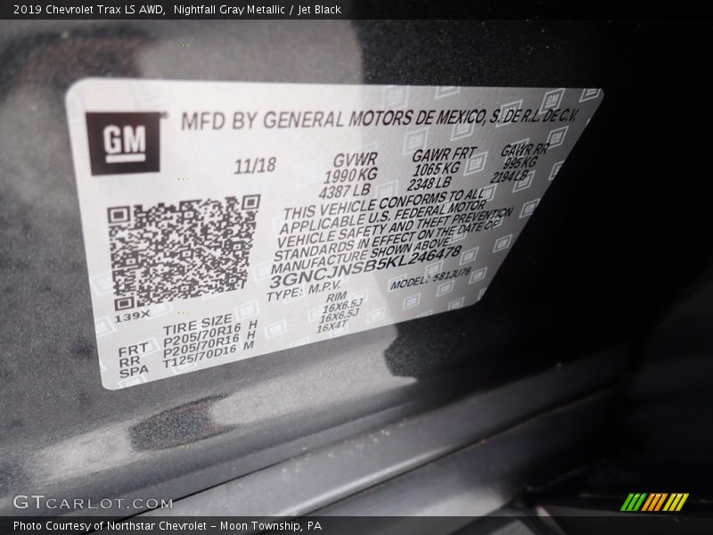 Nightfall Gray Metallic / Jet Black 2019 Chevrolet Trax LS AWD