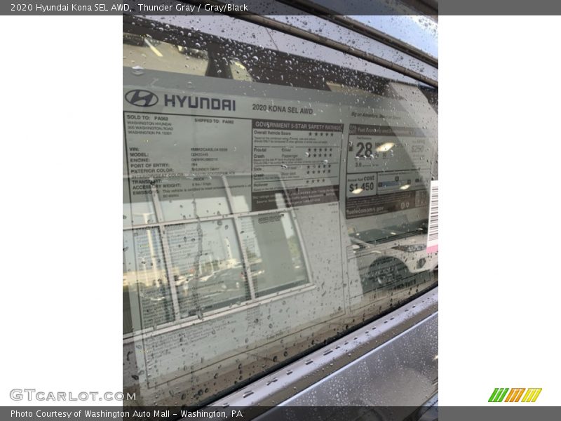 Thunder Gray / Gray/Black 2020 Hyundai Kona SEL AWD