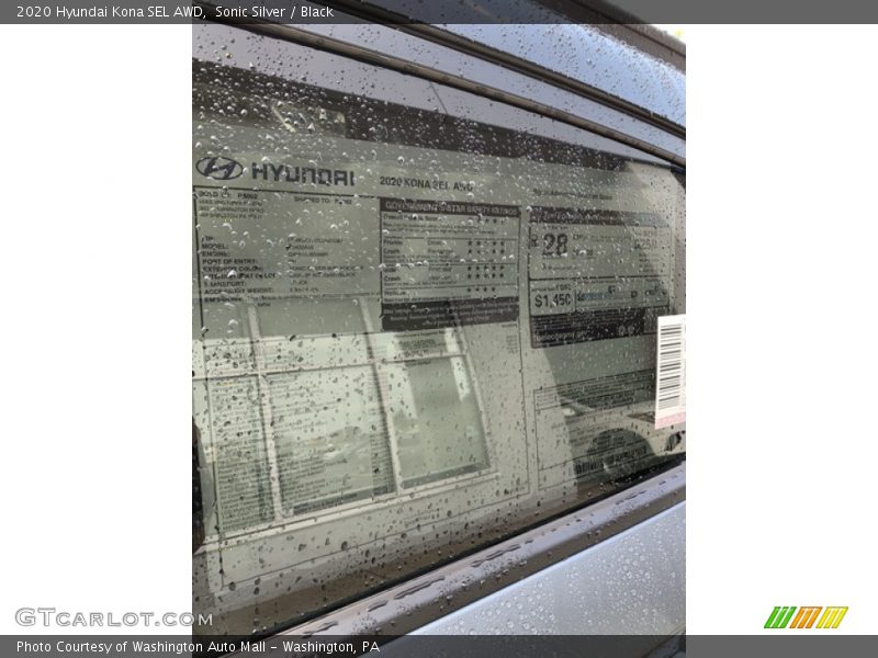 Sonic Silver / Black 2020 Hyundai Kona SEL AWD