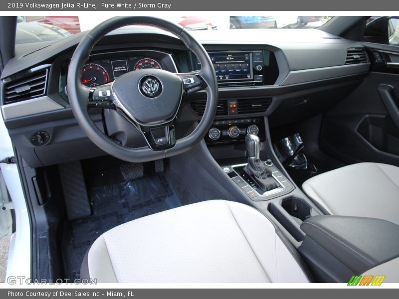 Pure White / Storm Gray 2019 Volkswagen Jetta R-Line