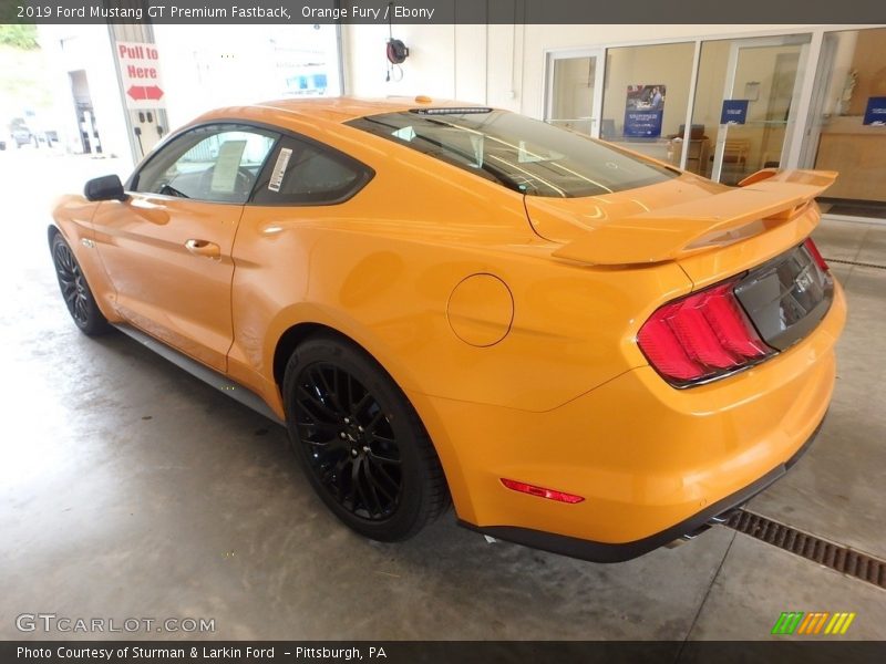 Orange Fury / Ebony 2019 Ford Mustang GT Premium Fastback