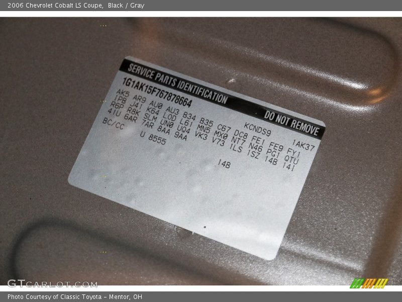 Black / Gray 2006 Chevrolet Cobalt LS Coupe