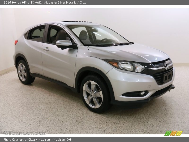 Alabaster Silver Metallic / Gray 2016 Honda HR-V EX AWD