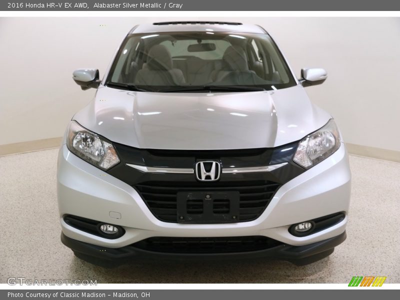 Alabaster Silver Metallic / Gray 2016 Honda HR-V EX AWD