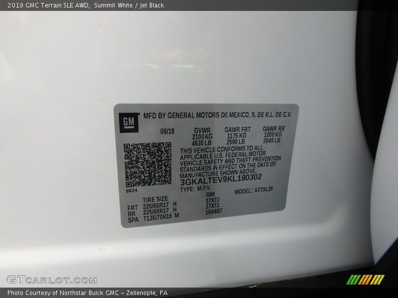 Summit White / Jet Black 2019 GMC Terrain SLE AWD