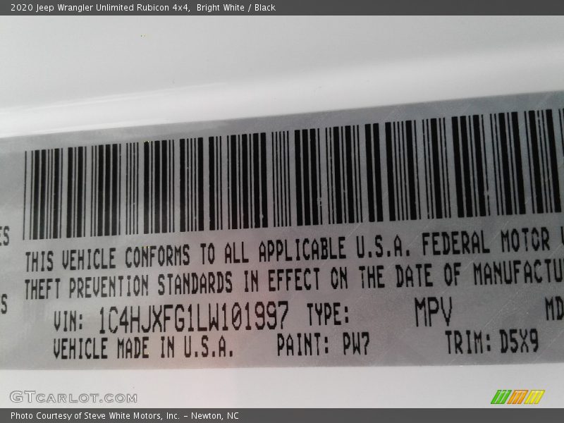 Bright White / Black 2020 Jeep Wrangler Unlimited Rubicon 4x4