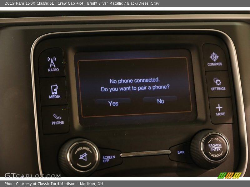 Bright Silver Metallic / Black/Diesel Gray 2019 Ram 1500 Classic SLT Crew Cab 4x4