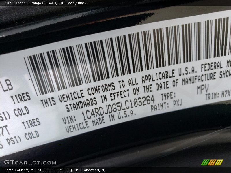 DB Black / Black 2020 Dodge Durango GT AWD