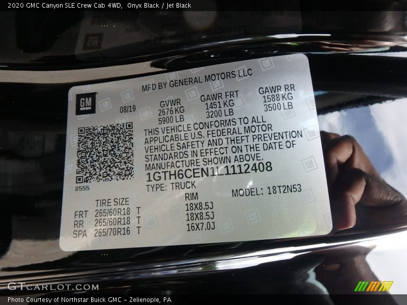 Onyx Black / Jet Black 2020 GMC Canyon SLE Crew Cab 4WD