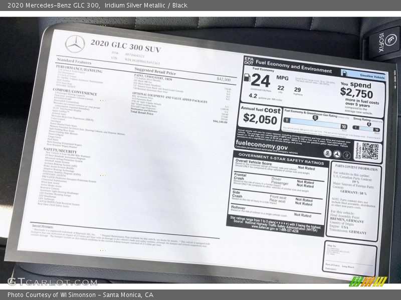 Iridium Silver Metallic / Black 2020 Mercedes-Benz GLC 300