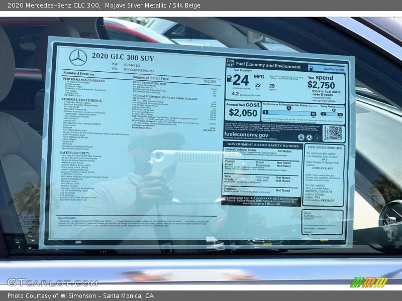  2020 GLC 300 Window Sticker