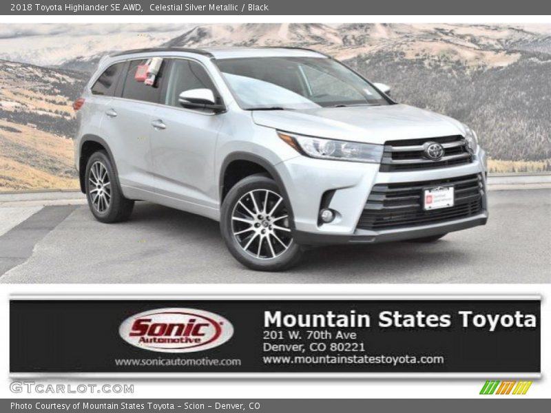 Celestial Silver Metallic / Black 2018 Toyota Highlander SE AWD
