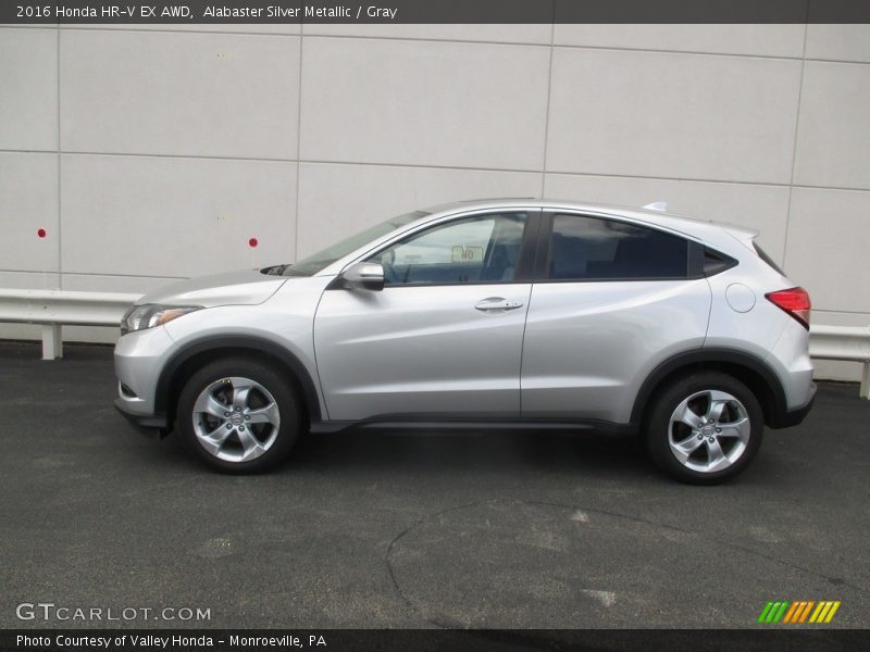 Alabaster Silver Metallic / Gray 2016 Honda HR-V EX AWD