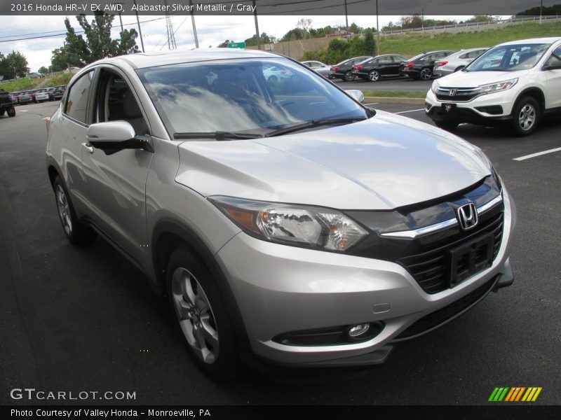 Alabaster Silver Metallic / Gray 2016 Honda HR-V EX AWD