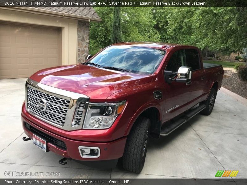 Cayenne Red / Platinum Reserve Black/Brown Leather 2016 Nissan TITAN XD Platinum Reserve Crew Cab 4x4