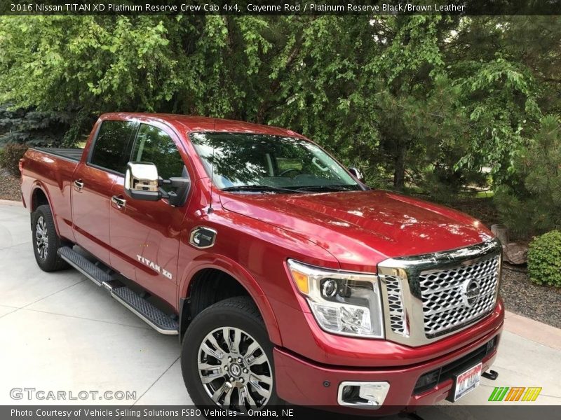 Cayenne Red / Platinum Reserve Black/Brown Leather 2016 Nissan TITAN XD Platinum Reserve Crew Cab 4x4